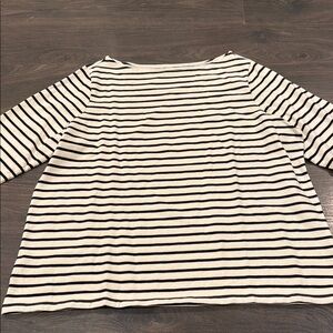 Lands' End Boatneck Striped Black and White Women's Top, 3/4 Sleeves, 2X